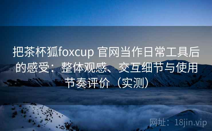 把茶杯狐foxcup 官网当作日常工具后的感受：整体观感、交互细节与使用节奏评价（实测）